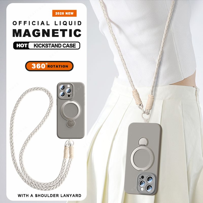 360 Liquid Silicone Magnetic Lanyard Phone Case For Iphone Plus 13 15 14 16 Pro Max Charge Strap Protector Soft_voghion.com