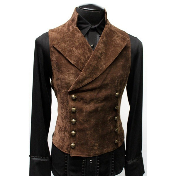 Men's stand collar double breasted waistcoat casual vest vest small jacket_voghion.com