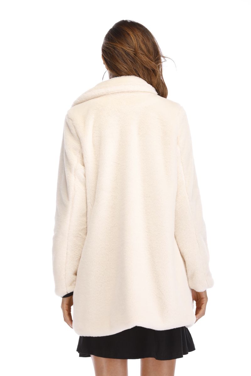 Women's Faux Fur Coat – Oversized Lapel, Luxe Fluffy Texture, 7 Colors Loose Fur Fleece Coat_voghion.com