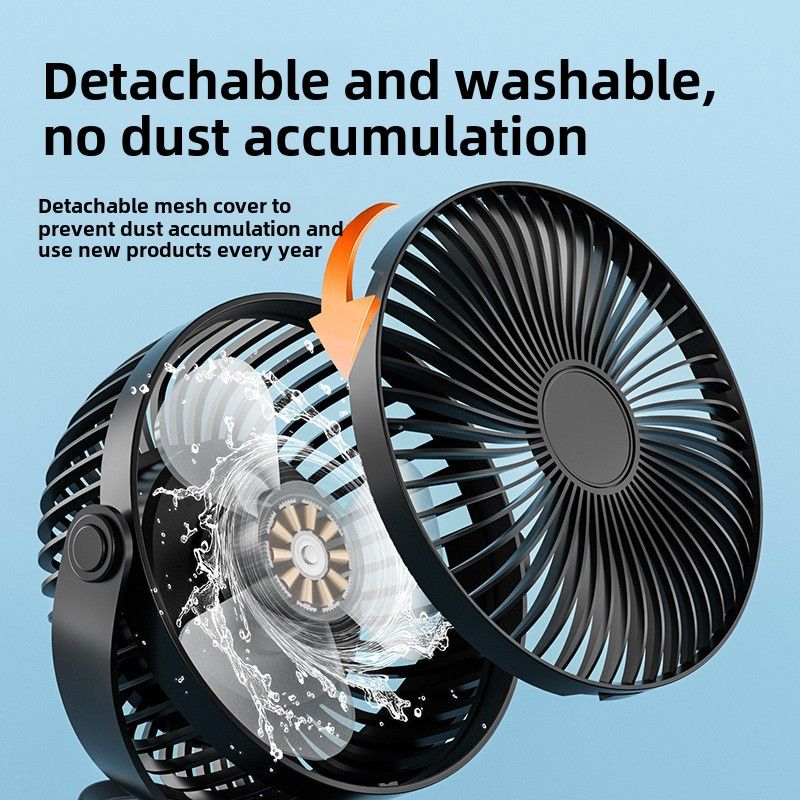 6-tommer Clip Fan Mini Bærbar Opladning Lang Batterilevetid Ventilator, Office Desktop Sovesal Stor Wind Silent Fan_voghion.com