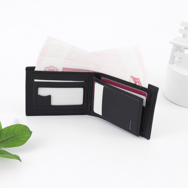 2024 Neue Herren Multi-Card Slot Faltbare PU Multifunktionale Brieftasche Schwarz_voghion.com