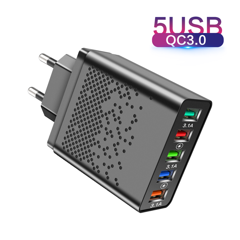 68W 5-portni USB polnilec adapter za mobilni telefon hitro polnjenje iPhone 14 13 Samsung Xiaomi pametni telefon tablica fa smart_voghion.com