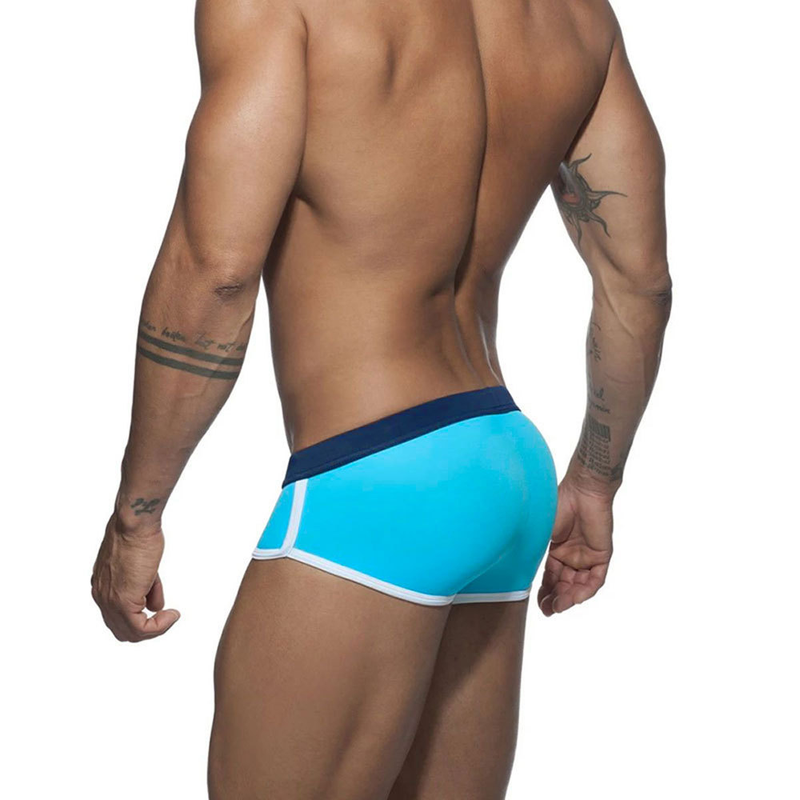 UXH Men's Belt Color-Block Swim Trunks Simple Solid Color Triangle Swimming Beach Bikini For Men_voghion.com