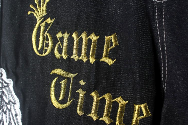 Men's Clothing Loose Straight Skateboard Trousers Embroidered Flower Wings Hip Hop Clothing Hip Hop Jeans Black And Large_voghion.com