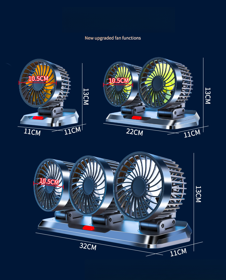 Ανεμιστήρας αυτοκινήτου, Van, Ισχυρή ψύξη 12V24V, Πίνακας οργάνων, Ρύθμιση ταχύτητας, Τρικύλινδρος ανεμιστήρας αυτοκινήτου_voghion.com