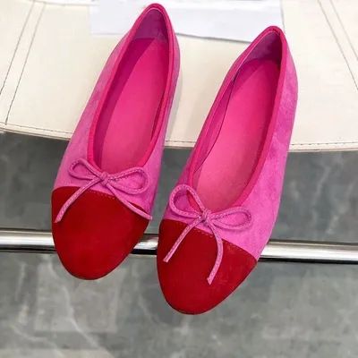 Flache Sohle, französischer Stil, Einzelschuhe für Damen, rosa Ballettschleife für Frühling 2025_voghion.com