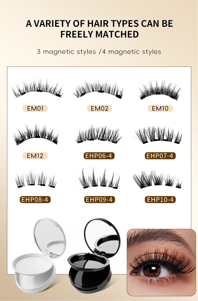 Conjunto de 2 pares de cílios postiços magnéticos - sem cola, aparência nude natural com pelo de vison (estilo celebridade da internet, reutilizável)_voghion.com