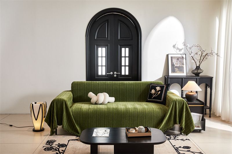 Premium Chenille Sofa Cover - Universal All-Season Protector, Anti-Slip, Cat-Proof, Full Coverage For 3-Seater Couches In Herringbone Pattern_voghion.com