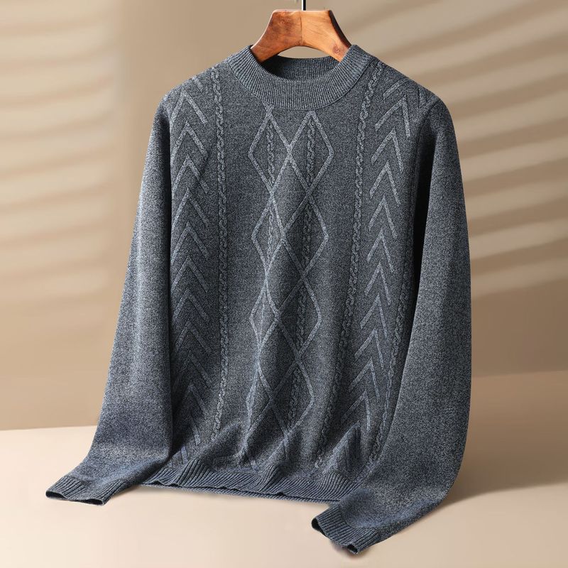 Herrenbekleidung Herrenpullover mit Rundhalsausschnitt für den Winter, mit Fleece gefüttert, dicker Pullover für Herren mittleren Alters und ältere Menschen, warmes Unterhemd_voghion.com