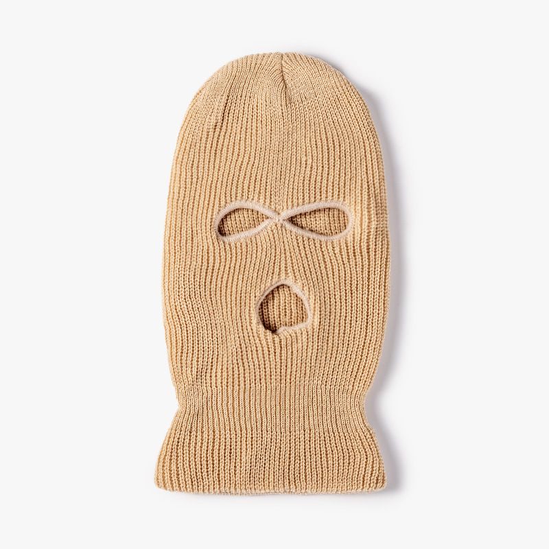 LazyZoom New Three-Hole Face Mask Winter Ski Knitted Cycling Hole Pullover Hat Embroidery_voghion.com
