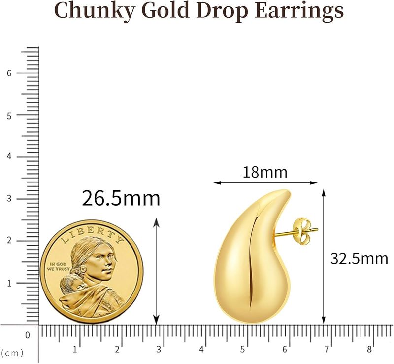 Apsvo Chunky Gold Hoop Earrings For Women, Dupes Earrings Lightweight Waterdrop Hollow Open Hoops, Hypoallergenic Gold Plated Earrings Fashion Jewelry_voghion.com