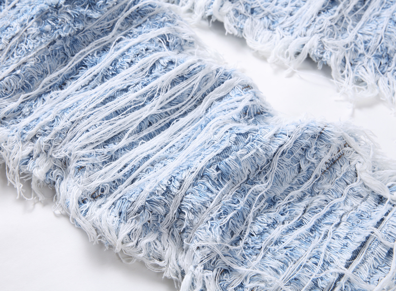 Connector Trendy Heavy-duty Stacked Pants With Tassel Embroidery, Ripped Fringe, And Loose Hem Jeans For Men_voghion.com