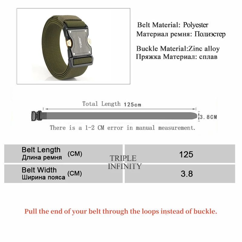 Ceinture tactique à boucle en métal robuste à dégagement rapide, ceinture élastique réglable pour hommes, entraînement en plein air, randonnée_voghion.com