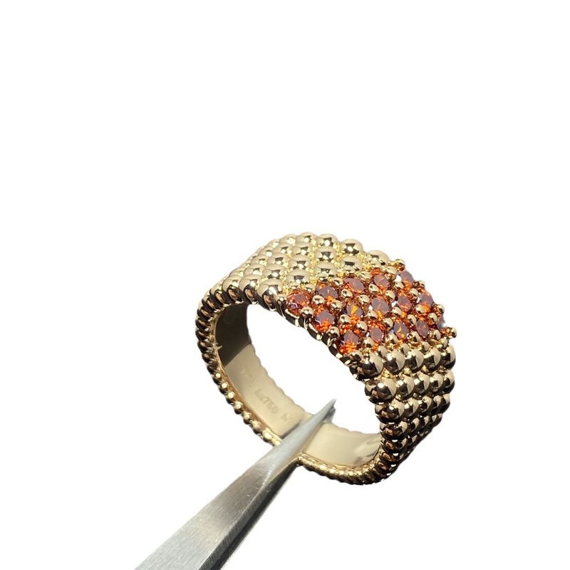Bague en or avec trèfle à quatre feuilles et petites perles, version haute qualité, cinq rangées de diamants kaléidoscopiques, pour femme_voghion.com