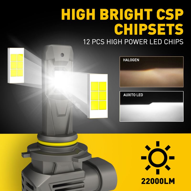 AUXITO 2 pezzi Canbus 9005 HB3 Fari 22000LM 120W Alta potenza Nessun errore 360 CSP H8 H9 H11 9006 HB4 9012 HIR2 LED Head_voghion.com