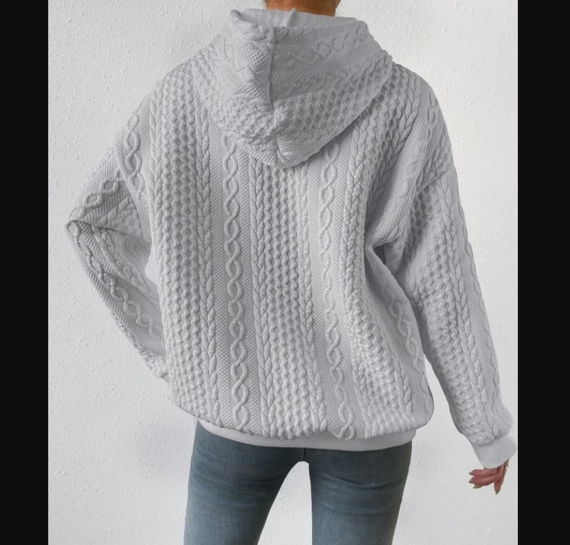 Kadınlar İçin Tığ İşi Örgü Sweatshirt - Büyük Boy Yuvarlak Yaka Kazak (S-5XL, 6 Renk)_voghion.com