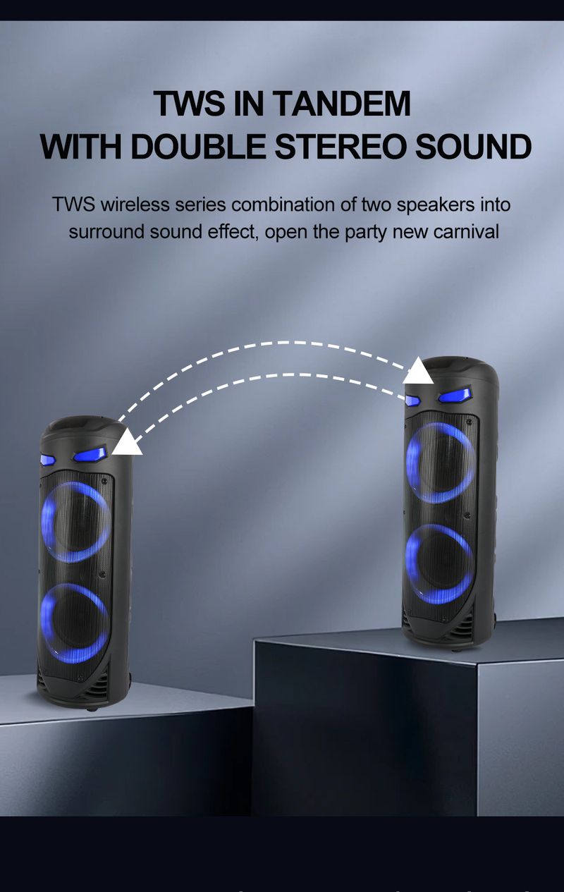 E ZQS8237 Lantern Aperture Double 8-inch High-power 40W Bluetooth Large Speaker_voghion.com