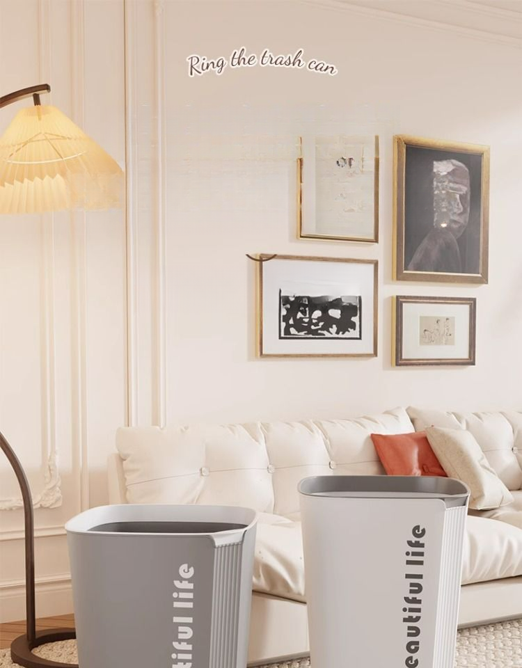 Cestino per la spazzatura quadrato color-block nordico per uso domestico, grande capacità, senza coperchio, con anello di pressione, per camera da letto, bagno e cucina_voghion.com