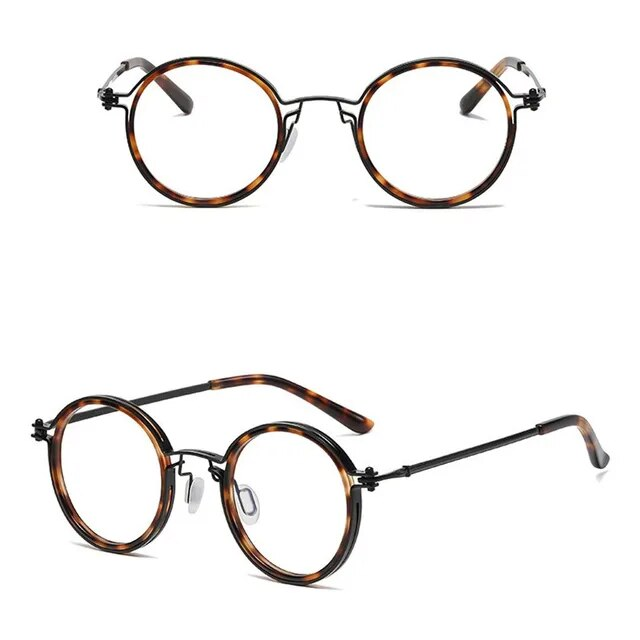 Lesebrille Herren Luxus Runder Rahmen Lupenbrille Klare Linse Anti Blaulicht Brille Männer Frauen Metall Lesebrille Neu_voghion.com