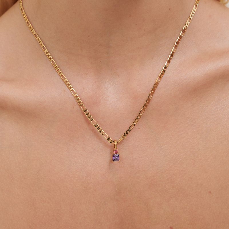 Collier en zircon coloré, simple et luxueux, galvanoplastie sous vide, conservation de la couleur_voghion.com