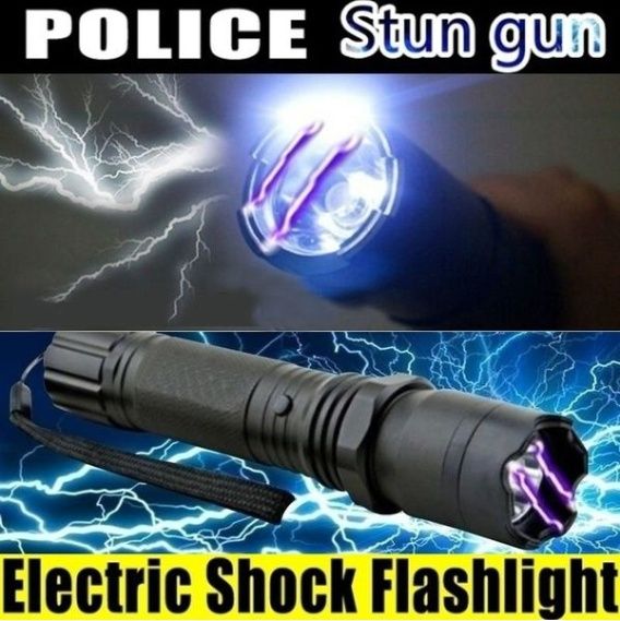 2025 Taser Gun Travel Lightning Electric Shock Flashlight Mini Stun Torch Emergency Rechargeable Flashlight Electric Shock Stick Women Self-defense_voghion.com