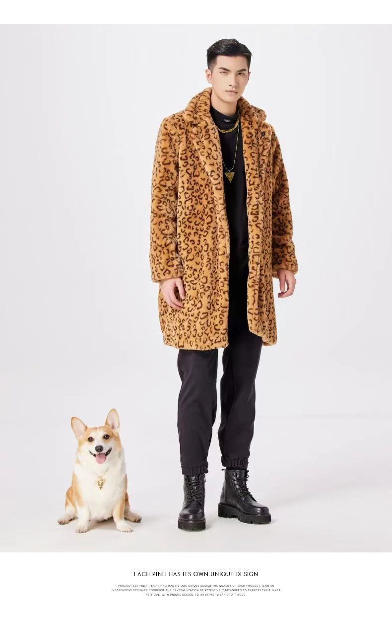 Abbigliamento maschile Cappotto casual da uomo con colletto alla coreana, di media lunghezza, alla moda, di grandi dimensioni, in pelliccia, spesso e caldo_voghion.com