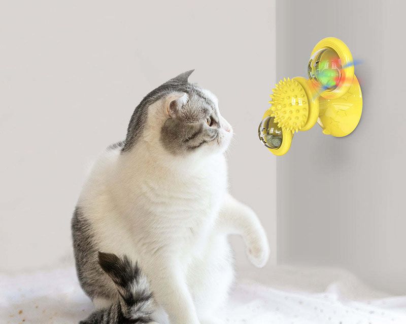 Pet Life 'Windmill' Rotating Suction Cup Spinning Cat Toy_voghion.com