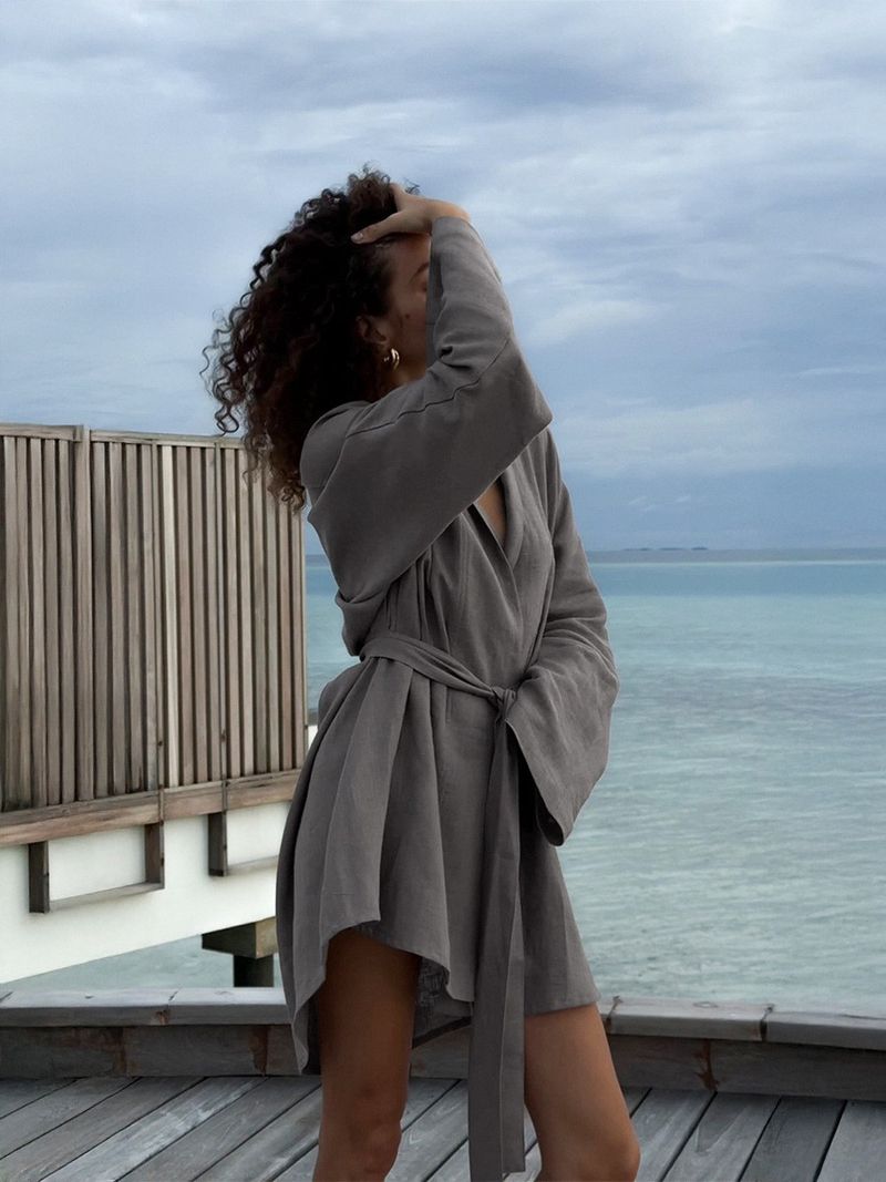 Abito lungo in lino e cotone per donna 2025 autunno e inverno, nuovo stile, casual, comodo, abito da spiaggia_voghion.com
