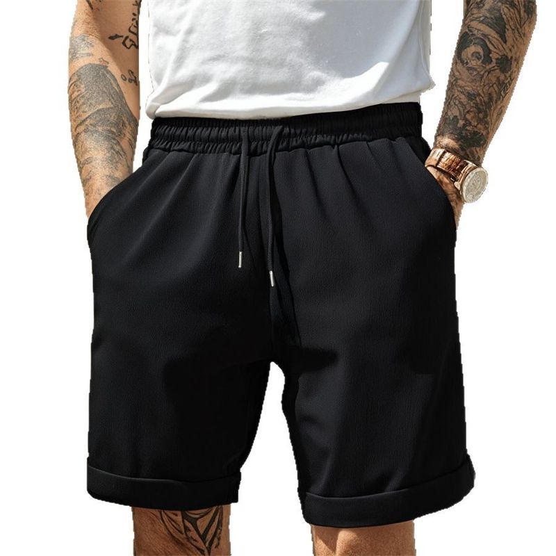 Pantaloni casual plissettati estivi da uomo, nuovi, comodi e traspiranti, a gamba dritta, tinta unita_voghion.com