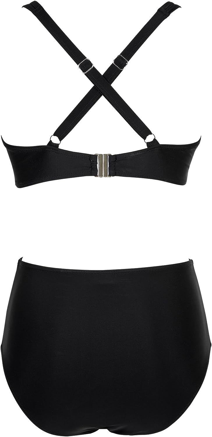 2024 Neuer Bikini mit hoher Taille und Netzstoff, sexy, offener Rücken, plissierter Badeanzug_voghion.com