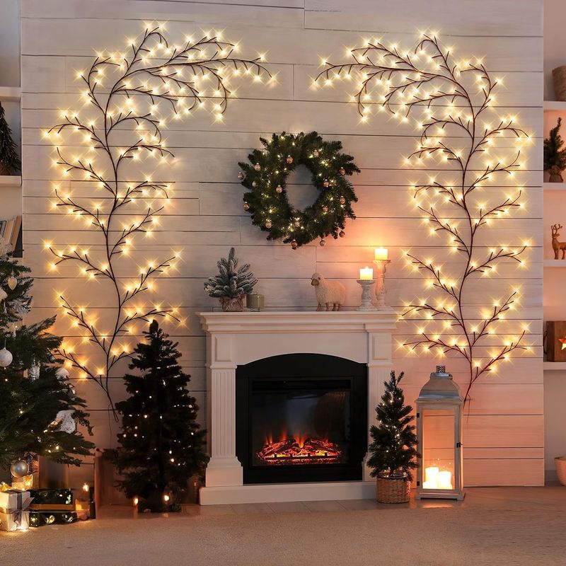LED-Lichterkette für Baumreben, Netz, Rot, Ins Style, Kletterwand, Rebe, Mann, Licht, Wanddekoration, Weihnachtsatmosphäre, Licht, Lichterkette_voghion.com