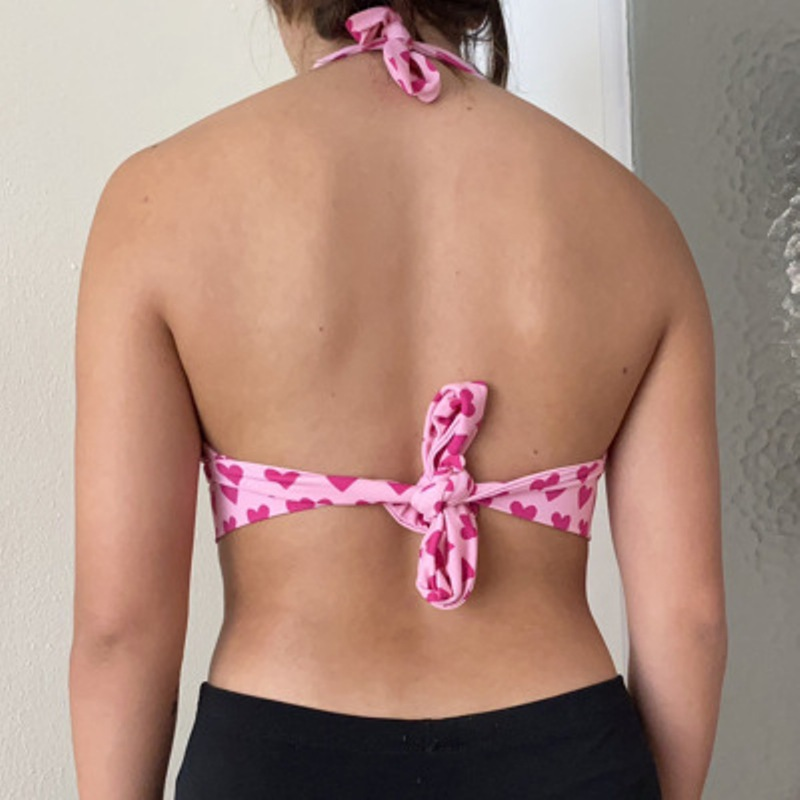 Women sexy sweet love printed metal buckle halter top suspender bra vest wearing suspender bra._voghion.com
