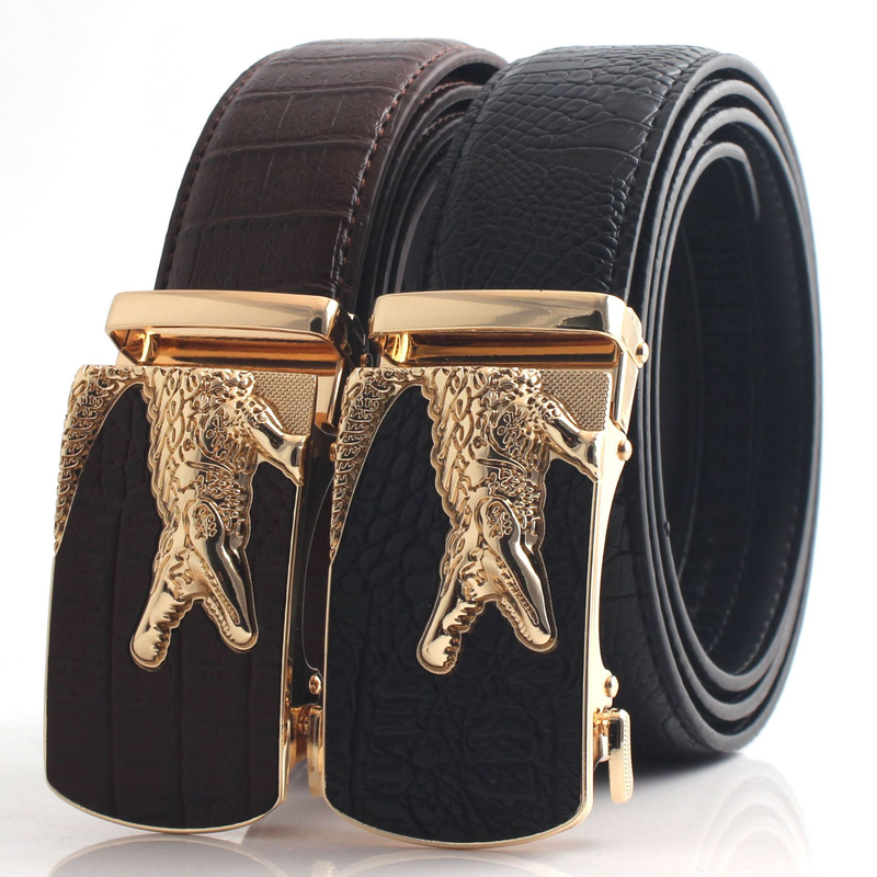 New Crocodile Hot Selling Pattern Men's Belt, Business Automatic Buckle Belt, High-end Two-layer Leather Pants Belt Selection_voghion.com