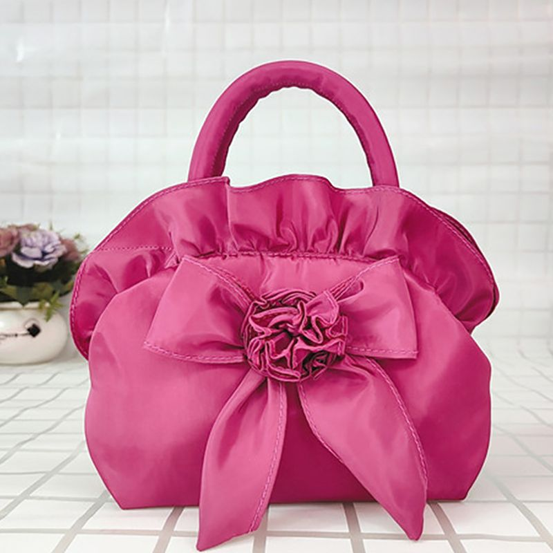 Lihao Borsa portamonete portatile con cerniera liscia e fiocco arricciato con manico superiore per feste, banchetti nuziali, rosso vino_voghion.com