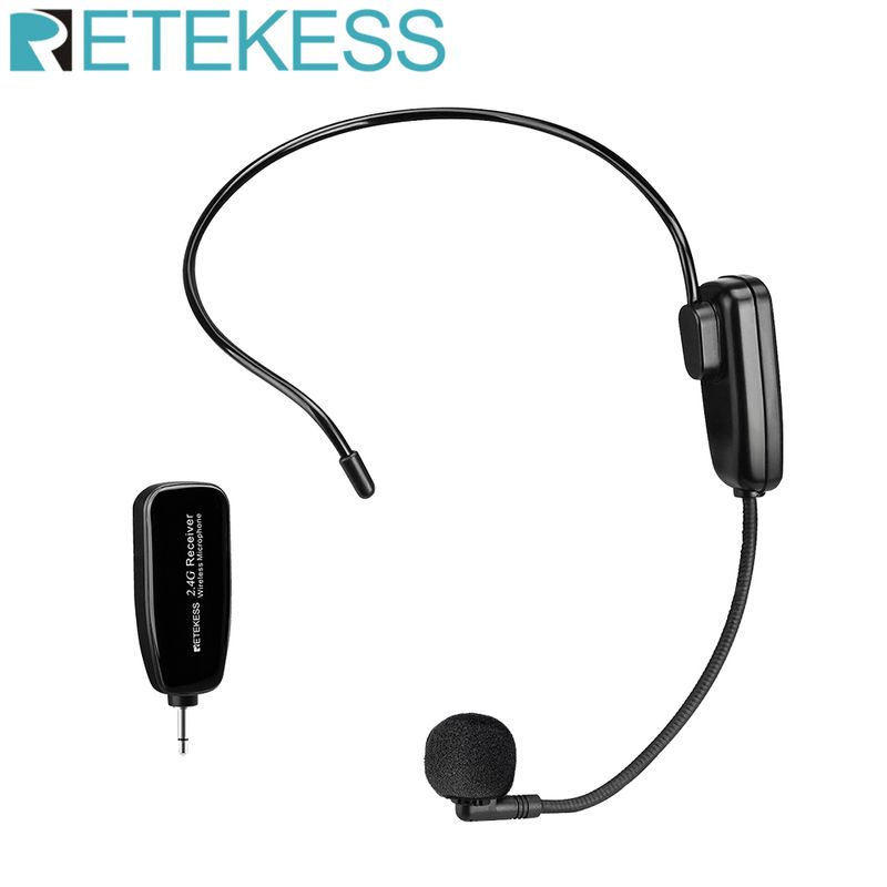 Retekess TT123 2.4G Trasmettitore microfono wireless da testa con ricevitore per amplificatore vocale Tour didattico_voghion.com