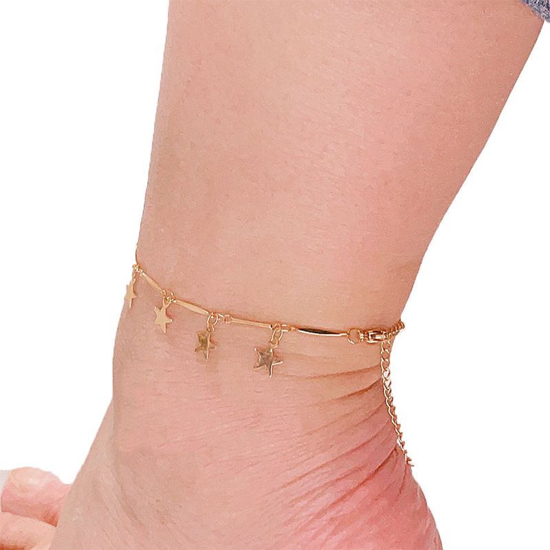 Tobillera de acero y titanio para mujer, de color dorado, sencilla y ligera, de lujo y a la moda._voghion.com