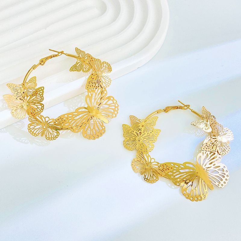 New Exaggerated With Female Instagram Style Creative Design And Hollowed Out Butterfly Earrings_voghion.com