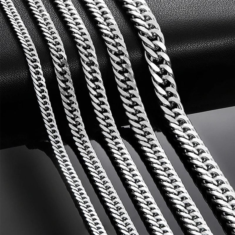 Stainless Steel Encrypted Weave Buckle Hip Hop Versatile Double Layer Braided Cuban Jewelry Necklace Simple Collarbone_voghion.com