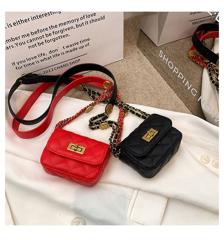 Ins grenzüberschreitende Internet-Berühmtheit Xiao Xiangfeng Mädchen Goldmünze Mini-Gürteltasche Brusttasche Umhängetasche Lippenstift Zubehör Tasche Damentasche_voghion.com