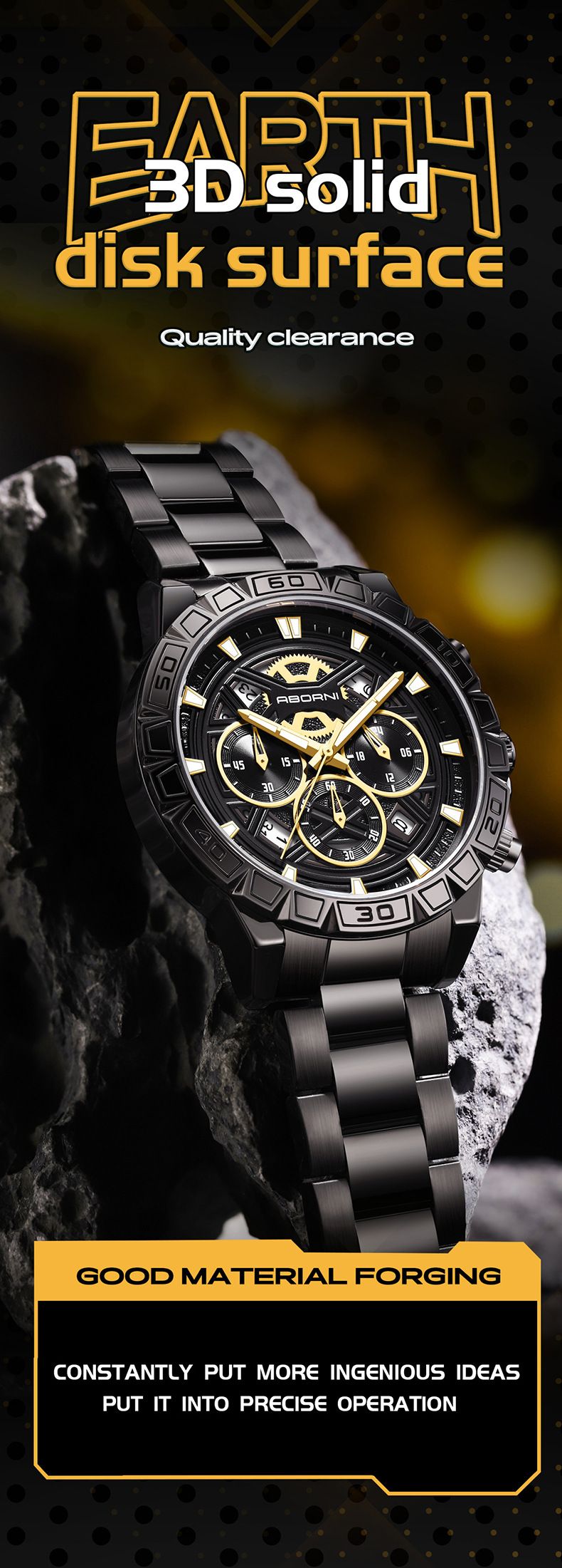 Men's Stainless Steel Chronograph Quartz Watch With Date Display, Luminous Hands, And 30M Water Resistance Fashionable Multi Function Chronograph_voghion.com