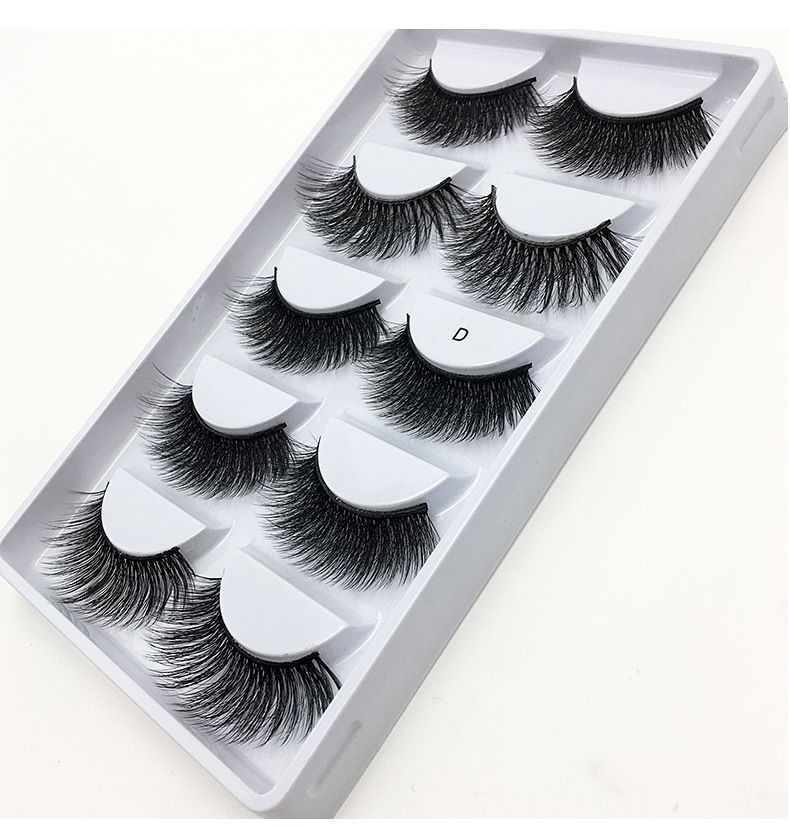 Lash extension set 5 Pairs of natural fiber false eyelashes Multi-layer three-dimensional eyelashes thick curl false eyelashes_voghion.com