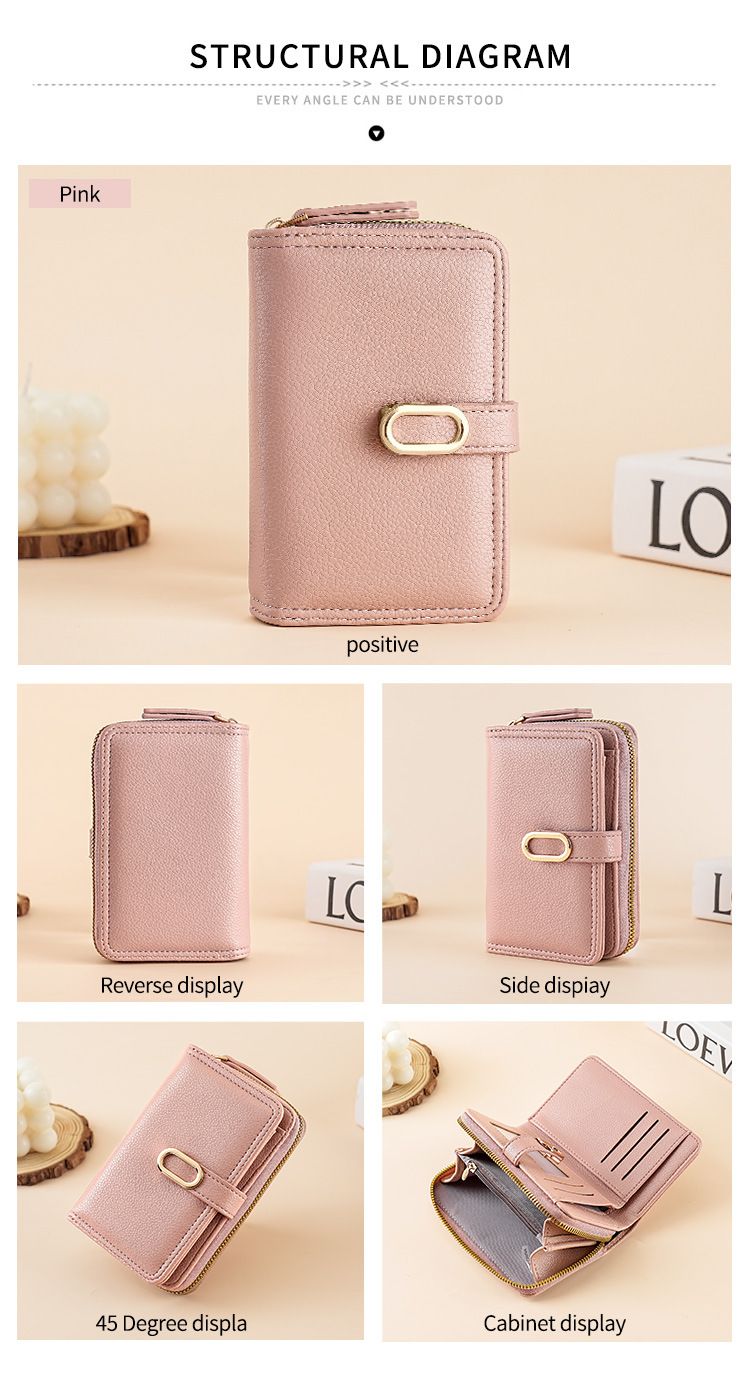 Purse Wallet Clutch Bag Women's Purse Zipper Coin Purse Lychee Print Multi-function Money Clip Large Capacity Card Bag For Women_voghion.com