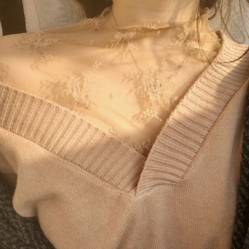 Women's Clothing Hollow Lace Bottoming Shirt For Women Spring And Autumn New Thin Half High Collar Inner Mesh High End Tops_voghion.com