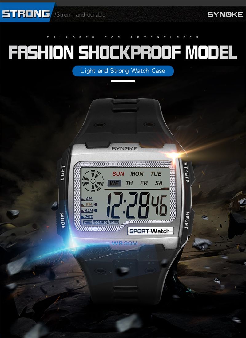Orologio sportivo da uomo, militare, quadrato, digitale, orologio elettronico da uomo, LED, allarme, orologio da polso impermeabile, Dropshipping, nuovo_voghion.com