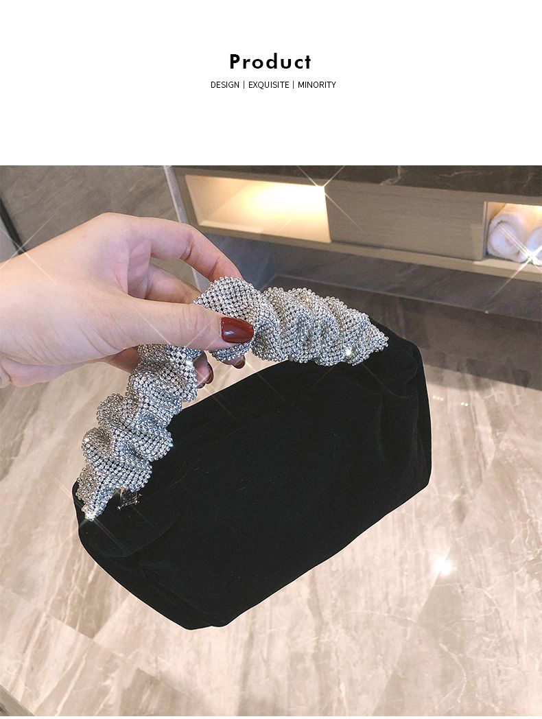 Bolsa de mão simples de luxo com luz de diamante completa, cristal brilhante, carteira pequena, um ombro, jantar, bolsa integrada de alta qualidade_voghion.com