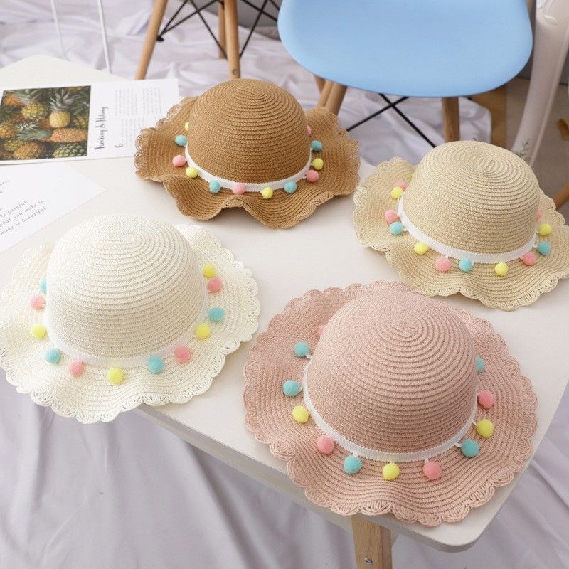 Cappello da sole in erba per ragazza pescatore, protezione da spiaggia per principessa estiva femminile per bambini, cappello da bacino_voghion.com