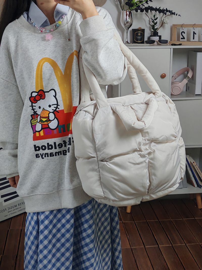 Borsa tote di alta qualità a forma di diamante, morbida in cotone, grande capacità, per donna, 2024, nuova borsa a tracolla versatile sottobraccio per autunno e inverno_voghion.com