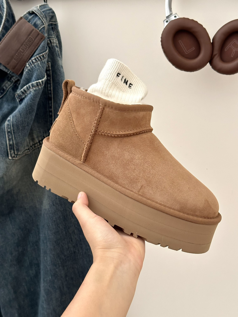 2023 Autumn/Winter Mini Thick Bottom 5cm Fashion Style Henan Sangpo Snow Boots Women's Leather And Fur One Piece_voghion.com
