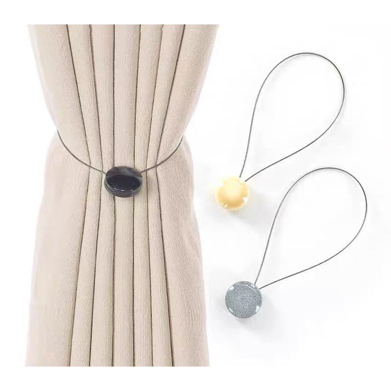 New Modern Simple Round Cake Magnetic Buckle Tiebacks Drilling No Installation Curtain Buckles_voghion.com