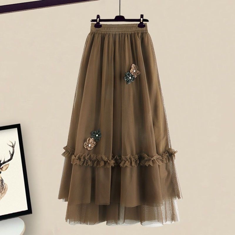 Women's Clothing Winter petite knitted sweater with winter skirt mesh skirt_voghion.com